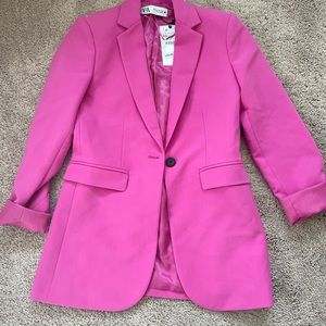 New with tags Zara Buttoned Tailored blazer in bright pink size XS